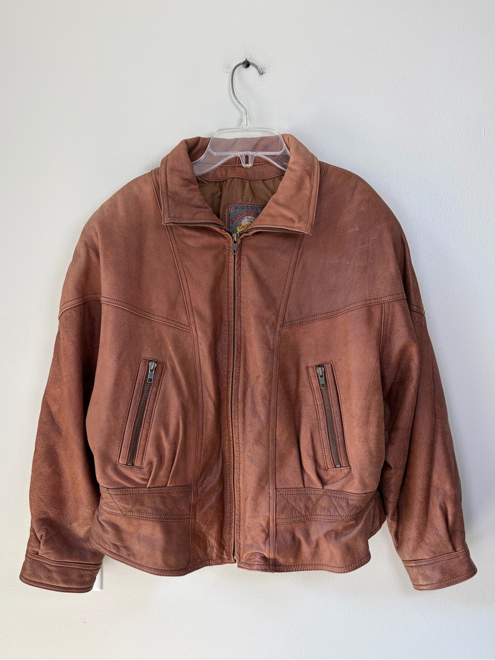 Vintage Wilson’s Adventure Bound Brown Leather Zip Up Bomber Aviator Jacket